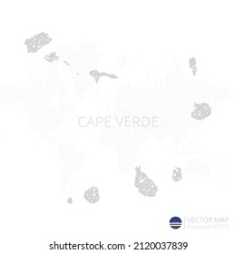 Cape Verde grey map isolated on white background with abstract mesh line and point scales. Vector illustration eps 10