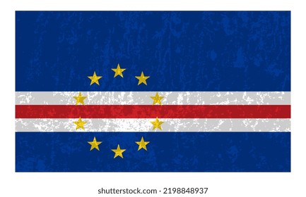 Cape Verde grunge flag, official colors and proportion. Vector illustration.