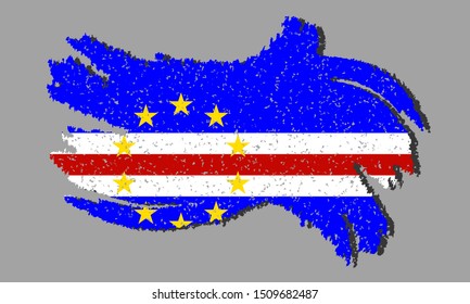 Cape Verde grunge flag, Cape Verde flag with shadow on isolated background, vector illustration