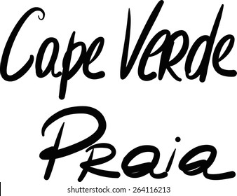 Cape Verde, hand-lettered Country and Capital, handmade calligraphy, vector