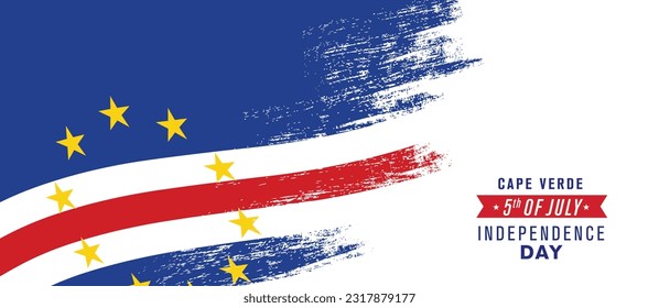 Cape Verde happy independence day greeting card, banner vector illustration. Cabo Verde national holiday 5th of July design element with distressed flag