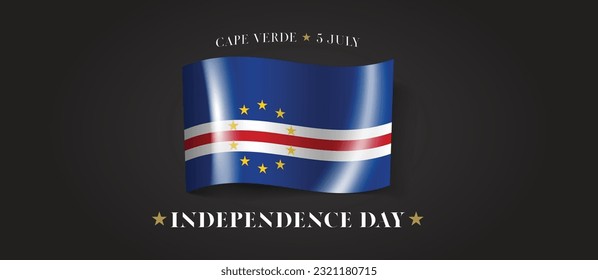 Cape Verde happy independence day greeting card, banner with template text vector illustration. Cabo Verde memorial holiday 5th of July design element with flag with stripes