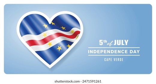 Cape Verde happy independence day greeting card, banner vector illustration. Cabo Verde national holiday 5th of July design element with 3D flag