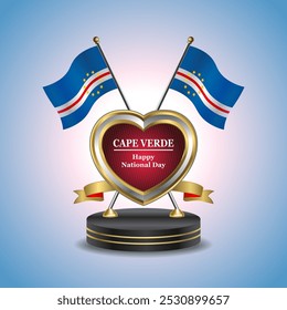 Cape Verde Happy National Day small table flag with Golden Heart