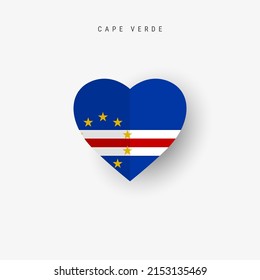 Cape Verde heart shaped flag. Origami paper cut Cabo Verde national banner. 3D vector illustration isolated on white with soft shadow.