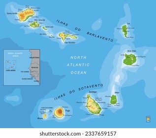 Cape Verde highly detailed physical map