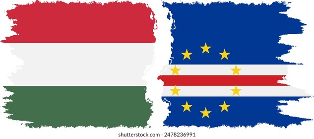 Cape Verde and Hungary grunge flags connection, vector