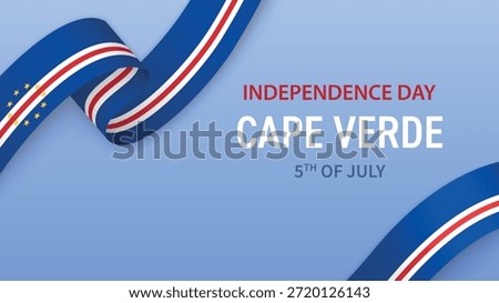 Cape Verde Independence Day banner with flag ribbon and patriotic background design.