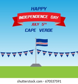 Cape Verde independence day celebration vector illustration. Creative patriotic background design for cabo verde national day with flag and elements. 