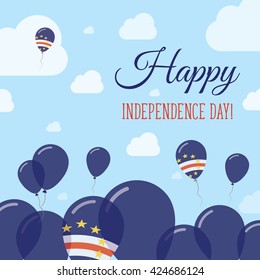 Cape Verde Independence Day Flat Patriotic Design. Cape Verdian Flag Balloons. Happy National Day Cape Verde Vector Patriotic Design. Celebration Balloons Patriotic Design.