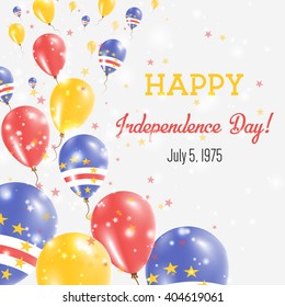 Cape Verde Independence Day Greeting Card. Flying Balloons in Cape Verde National Colors. Happy Independence Day Cape Verde Vector Illustration.