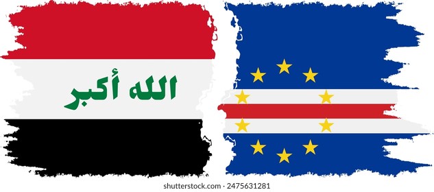 Cape Verde and Iraq grunge flags connection, vector