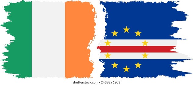 Cape Verde and Ireland grunge flags connection, vector