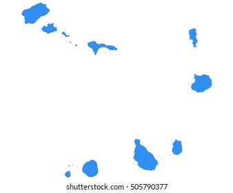 Cape Verde islands vector map isolated on white background silhouette. High detailed illustration.