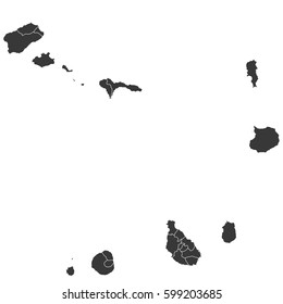 Cape Verde islands vector map isolated on white background silhouette. High detailed illustration.