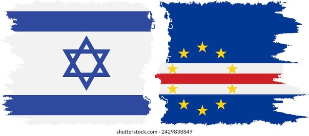 Cape Verde and Israel grunge flags connection, vector