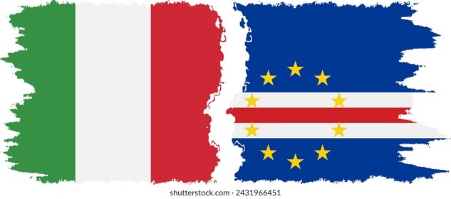 Cape Verde and Italy grunge flags connection, vector