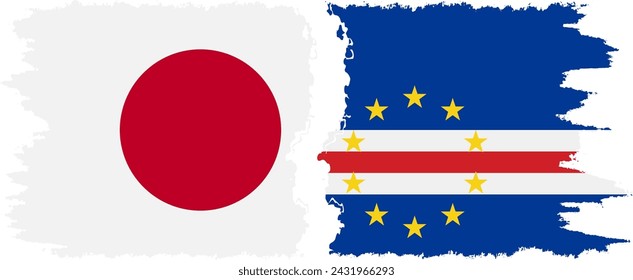 Cape Verde and Japan grunge flags connection, vector