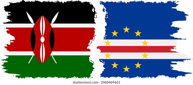 Cape Verde and Kenya grunge flags connection, vector