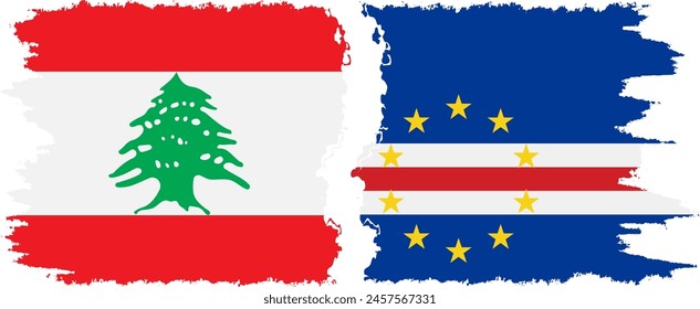 Cape Verde and Lebanon grunge flags connection, vector