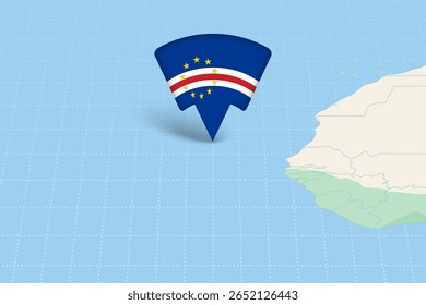 Kaapverdië Locatie gemarkeerd op kaart met vlag pictogram. Gedetailleerd vectorontwerp.