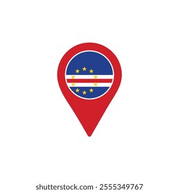 Cape Verde location pin with national flag