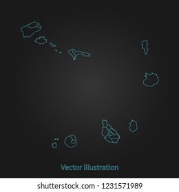 Cape Verde map - Abstract mash line and point scales on dark background with Cape Verde. flat design style, clean and modern. Vector Illustration eps10