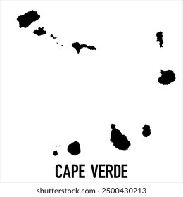 Cape Verde Map - black World Map International vector template with High detailed isolated on white background - Vector