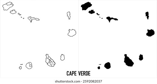 cape verde Map - black World Map International vector template with High detailed isolated on white background - Vector