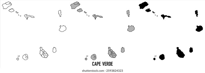 Cape Verde Map - black World Map, outline International vector template with High detailed isolated on white background - Vector