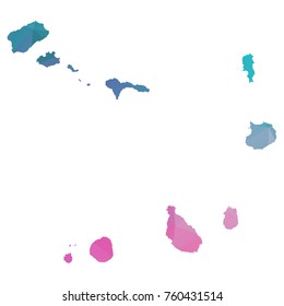 cape Verde map. Blue and Pink polygonal shape vector illustration on white background. Vector illustration eps 10.