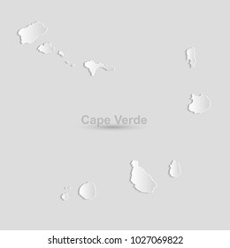 Cape Verde map card paper 3D . Cut isolated on a white background. Vector illustration.