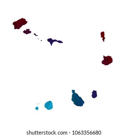 cape Verde map - Colorful Polygonal map of cape Verde rumpled triangular low poly style gradient graphic background , Vector illustration eps 10.