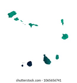 cape Verde map - Colorful Polygonal map of cape Verde rumpled triangular low poly style gradient graphic background , Vector illustration eps 10.