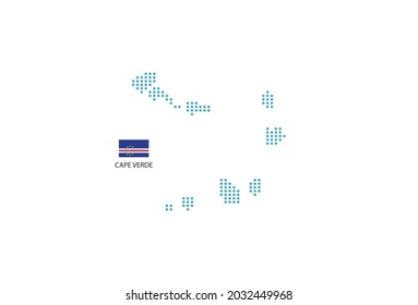 Cape Verde map design blue circle, white background with Cape Verde flag.