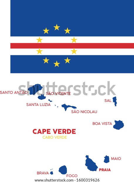 Cape Verde Map Flag Stock Vector Royalty Free 1600319626