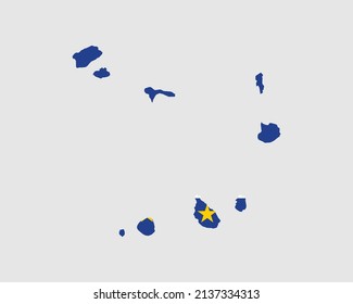 Cape Verde Map Flag. Map of Cabo Verde with the Cape Verdean country flag. Vector Illustration.