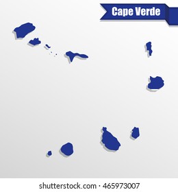 Cape Verde map with flag inside and ribbon