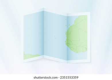 Cape Verde map, folded paper with Cape Verde map. Vector illustration.