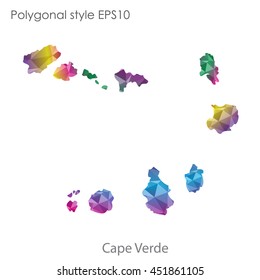 Cape Verde map in geometric polygonal style.Abstract tessellation,modern design background.