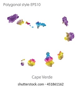 Cape Verde map in geometric polygonal style.Abstract tessellation,modern design background.