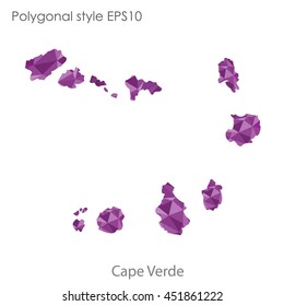 Cape Verde map in geometric polygonal style.Abstract tessellation,modern design background.