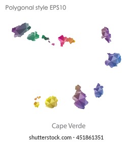 Cape Verde map in geometric polygonal style.Abstract tessellation,modern design background.