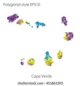 Cape Verde map in geometric polygonal style.Abstract tessellation,modern design background.