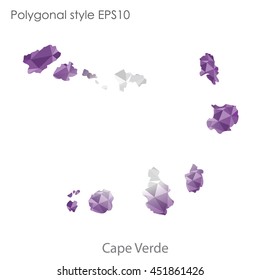 Cape Verde map in geometric polygonal style.Abstract tessellation,modern design background.