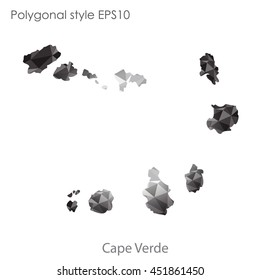 Cape Verde map in geometric polygonal style.Abstract tessellation,modern design background.