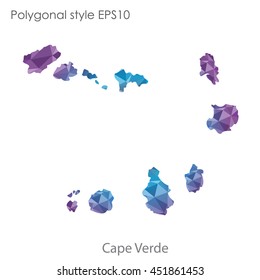 Cape Verde map in geometric polygonal style.Abstract tessellation,modern design background.
