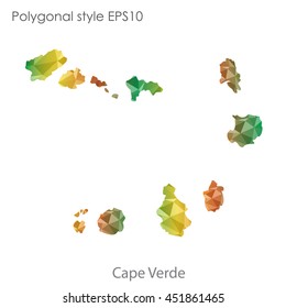 Cape Verde map in geometric polygonal style.Abstract tessellation,modern design background.