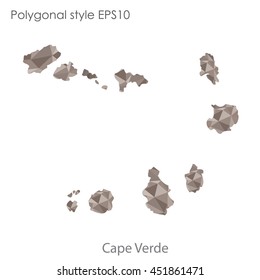 Cape Verde map in geometric polygonal style.Abstract tessellation,modern design background.