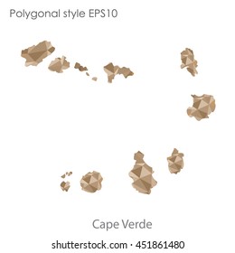 Cape Verde map in geometric polygonal style.Abstract tessellation,modern design background.